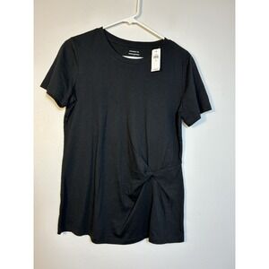 NEW banana republic Short Sleeve Top Sz Small Black gathered Front Minimalist
